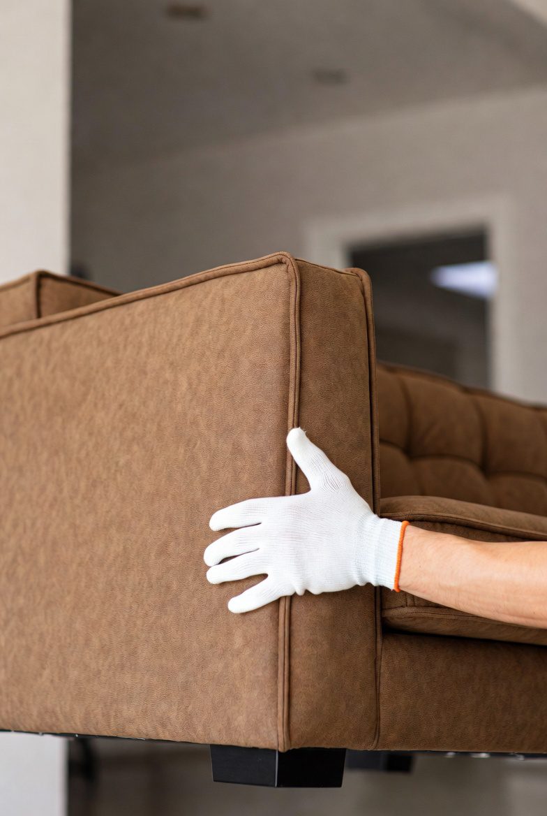 White Glove Sofa Delivery Man Holding a White Glove Sofa Delivery